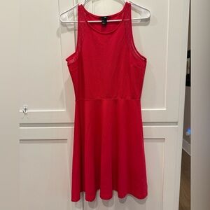 Hot Pink fit ‘n flare sleeveless size Medium soft‎ simple dress.